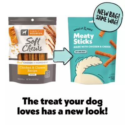 Product Wiggles & Wags Chicken & Cheese Meaty Sticks Dog Treats 6 OZ