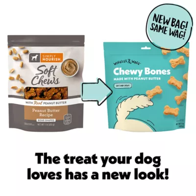 Product Wiggles & Wags Peanut Butter Chewy Bones Dog Treats 16 OZ