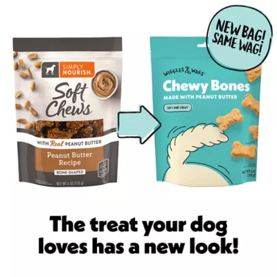 Product Wiggles & Wags Peanut Butter Chewy Bones Dog Treats 6 OZ