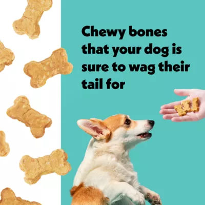 Product Wiggles & Wags Peanut Butter Chewy Bones Dog Treats 6 OZ