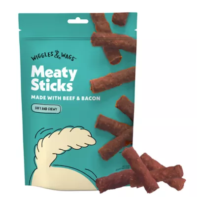 Product Wiggles & Wags Beef Meat & Bacon Meaty Sticks Dog Treats 16 OZ