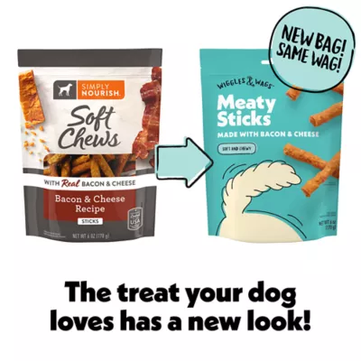Product Wiggles & Wags Bacon & Cheese Meaty Sticks Dog Treats 6 OZ