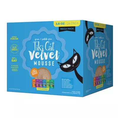 Product Tiki Cat Velvet Adult Cat Food - High Protein, Grain Free, Mousse, 24 Ct, Variety Pack