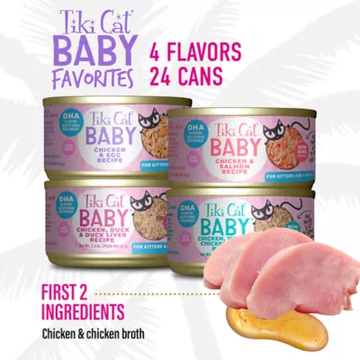 Product Tiki Cat Baby Kitten Food Favorites Grain Free, High Protein, 24 Ct Variety Pack