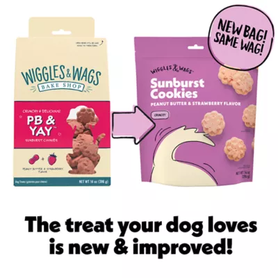 Product Wiggles & Wags Sunburst Peanut Butter and Strawberry Cookies Dog Treats 14 OZ