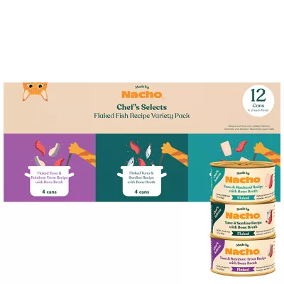 Product Made by Nacho Chef's Selects - Flaked Adult Cat Food, 12 Ct Variety Pack, 36 OZ
