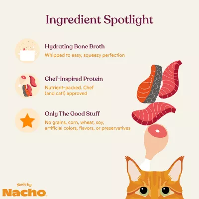 Product Made by Nacho Cat Treat - Lickable Mousse with Bone Broth, 12 Ct Variety Pack, 6 OZ