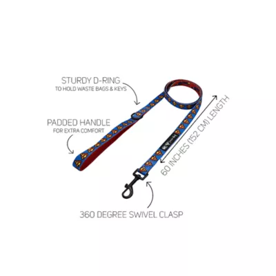 Product Sassy Woof Superman Dog Leash: 5-ft long