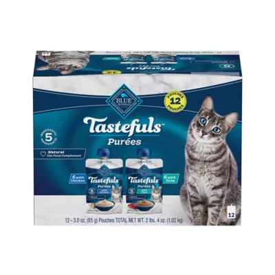 Product Blue Buffalo Tastefuls Purees Adult Cat Food Topper - 12 Count Multipack, 36 OZ