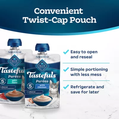 Product Blue Buffalo Tastefuls Purees Adult Cat Food Topper - 12 Count Multipack, 36 OZ
