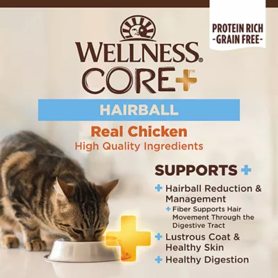 Product Wellness Core+ Audlt Cat Food - Grain Free, Hairball, Chicken & Chicken Meal