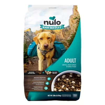 Product Nulo Raw Medley Adult Dog Food - Kibble Plus Freeze Dried Pieces, Salmon, Sweet Potato & Turkey