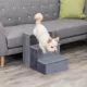 Product TRIXIE 3-Step Foldable Velour Pet Stairs with Storage, Gray