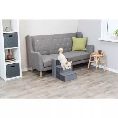 Product TRIXIE 3-Step Foldable Velour Pet Stairs with Storage, Gray