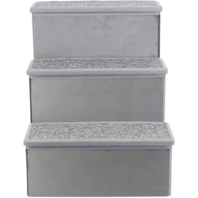 Product TRIXIE 3-Step Foldable Velour Pet Stairs with Storage, Gray