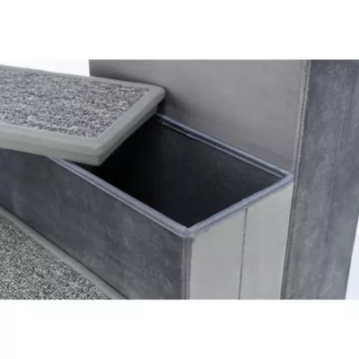 Product TRIXIE 3-Step Foldable Velour Pet Stairs with Storage, Gray