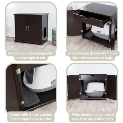 Product TRIXIE XL Wooden Litter Box Enclosure with Storage Drawer
