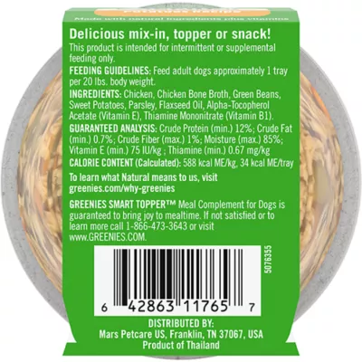 Product Greenies Smart Topper All Life Stages Wet Dog Meal Topper - Grain Free, Chicken & Green Beans, 2 oz
