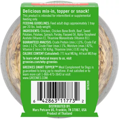Product Greenies Smart Topper All Life Stages Wet Dog Meal Topper - Grain Free, Chicken, Beef, Potatoes