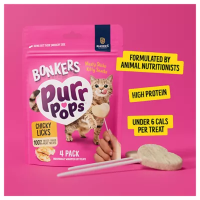 Product Bonkers Purr Pops Lickable Cat Treats - 4 Count