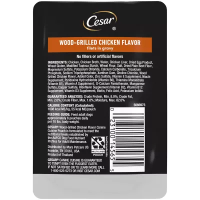 Product CESAR Filets in Gravy Wet Dog Food Wood-Grilled Chicken Flavor, 1.76 oz. Mini-Pouch