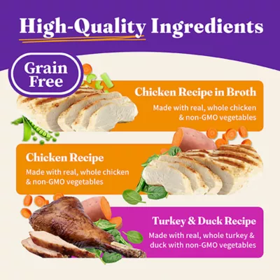 Product Halo Grain Free Cat Wet Food, Variety Pack - Chicken in Broth, Chicken Pate, Turkey & Duck, 12 CT