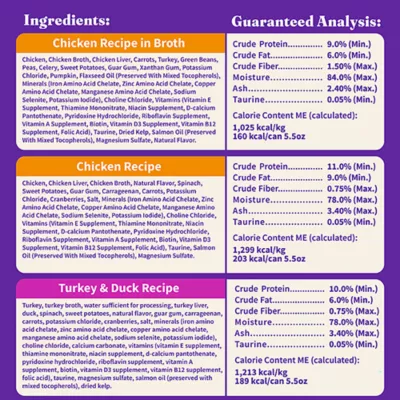 Product Halo Grain Free Cat Wet Food, Variety Pack - Chicken in Broth, Chicken Pate, Turkey & Duck, 12 CT