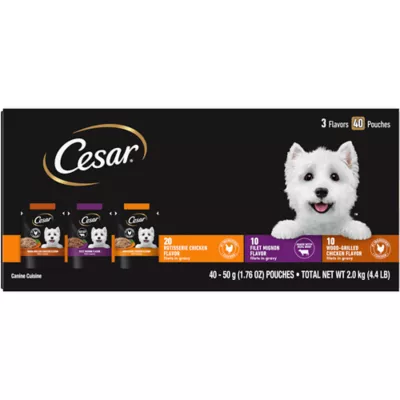 Product CESAR Filets in Gravy Wet Dog Food Variety Pack Mini-Pouch 40 Count