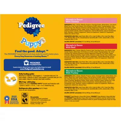 Product Pedigree Puppy Chicken, Beef, & Turkey Variety Pack 18 CT 63 OZ