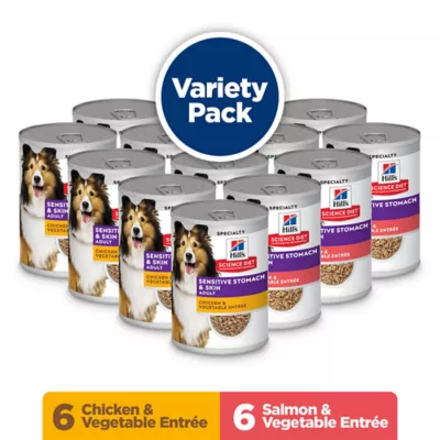 Product Hill's Science Diet Sensitive Stomach & Skin Adult Wet Dog Food - 12.8 oz, 12 Count Variety Pack