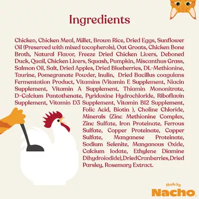 Product Made by Nacho Dry Cat Food with Freeze Dried Raw Kibble - Chicken, Duck, & Quail
