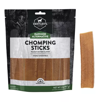 Product Dentley's Rawhide Alternative Peanut Butter Chomping Sticks 4.4 Inch 12 Count 2 LB