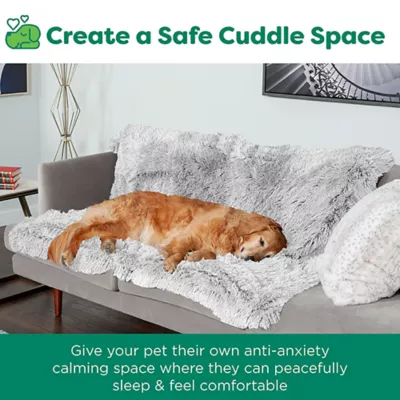 Product FurHaven Calming Long Faux Fur & Velvet Waterproof Dog Blanket - Mist Gray