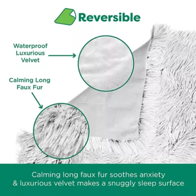 Product FurHaven Calming Long Faux Fur & Velvet Waterproof Dog Blanket - Mist Gray