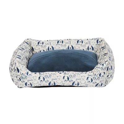 Product Top Paw Blue Dog Faces Cuddler Dog Bed