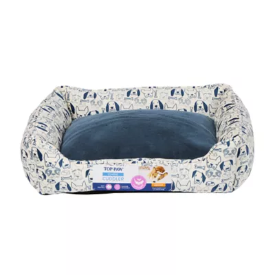 Product Top Paw Blue Dog Faces Cuddler Dog Bed