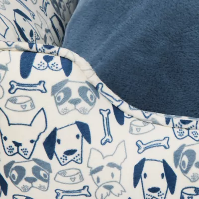 Product Top Paw Blue Dog Faces Cuddler Dog Bed