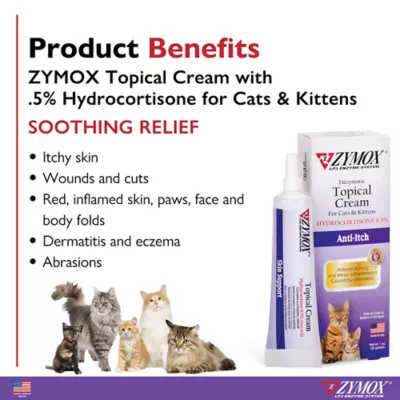 Product ZYMOX Enzymatic Anti Itch Topical Cream 0.5% Hydrocortisone for Cats and Kittens 1 oz