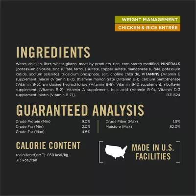 Product Purina Pro Plan Weight Management Adult Dog Wet Food - Chicken & Rice Entree, 13 oz