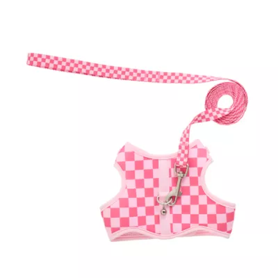 Product Whisker City® Pink Checkered Cat Harness and Leash Combo Set