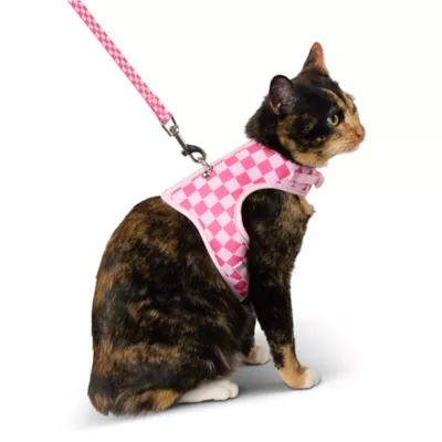 Product Whisker City® Pink Checkered Cat Harness and Leash Combo Set