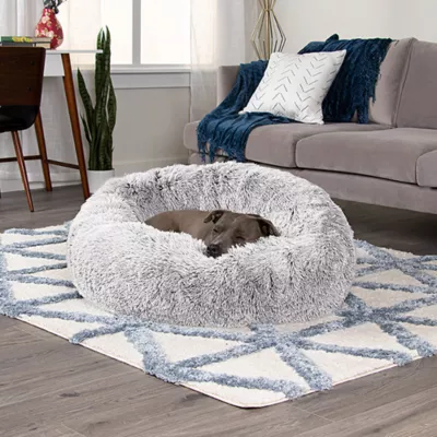 Product FurHaven Calming Cuddler Donut Pet Bed - Mist Gray 36"
