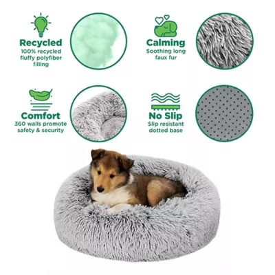 Product FurHaven Calming Cuddler Donut Pet Bed - Mist Gray 36"