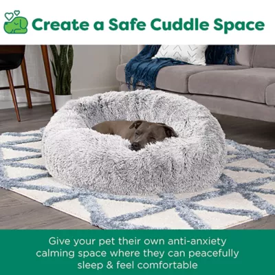 Product FurHaven Calming Cuddler Donut Pet Bed - Mist Gray 36"