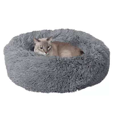 Product FurHaven Calming Cuddler Donut Pet Bed - Gray 23"