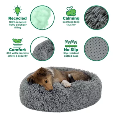 Product FurHaven Calming Cuddler Donut Pet Bed - Gray 23"
