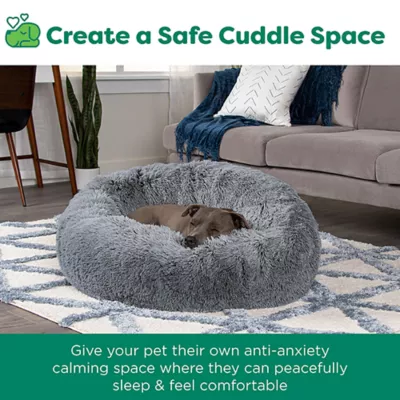 Product FurHaven Calming Cuddler Donut Pet Bed - Gray 23"