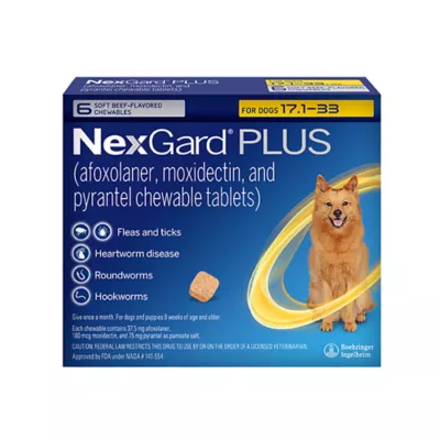 Product NexGard Plus Chewable Tablets for Dogs - 17.1-33 lbs, Gold Box