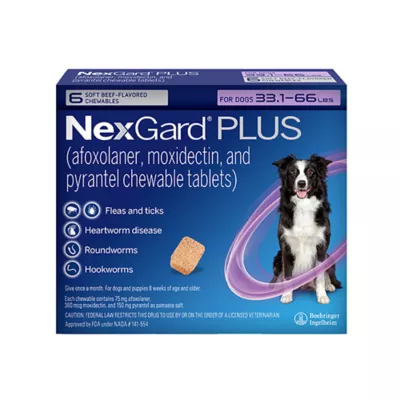 Product NexGard Plus Chewable Tablets for Dogs - 33.1-66 lbs, Purple Box
