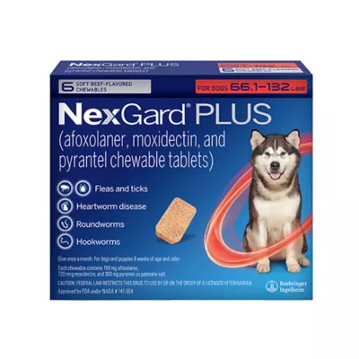 Product NexGard Plus Chewable Tablets for Dogs - 66.1-132 lbs, Red Box